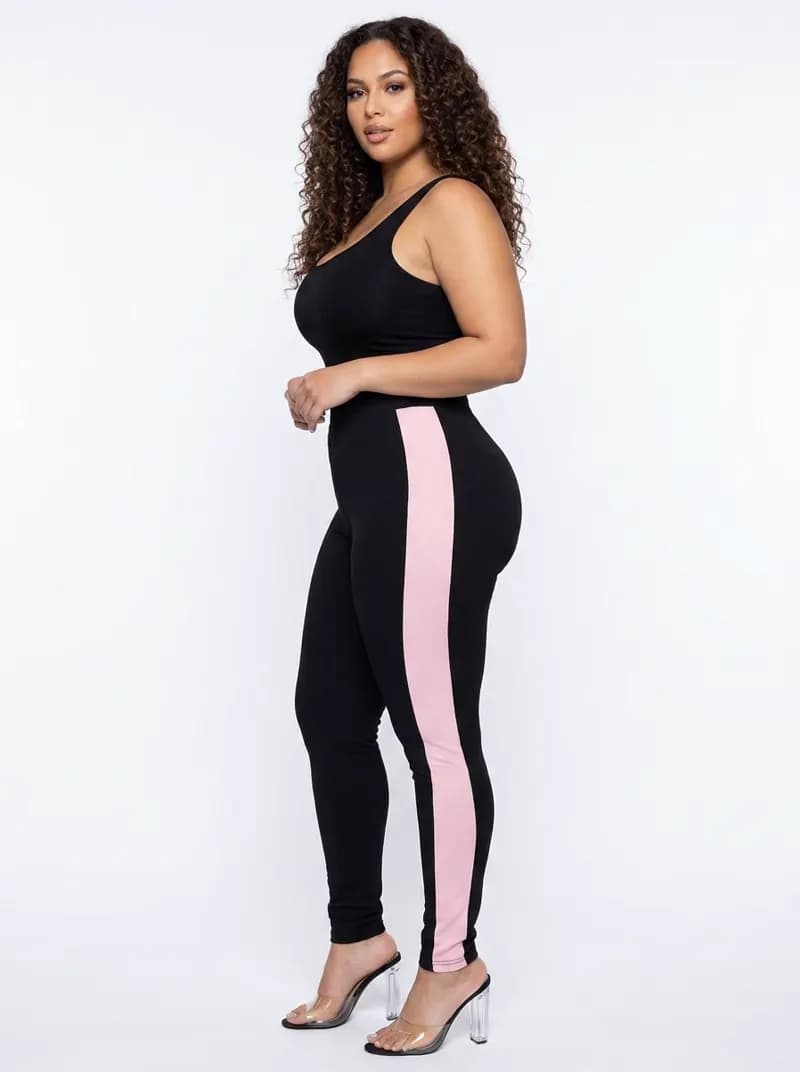 Calça Jogger Feminina em Crepe de Malha — Preto Listra Rose