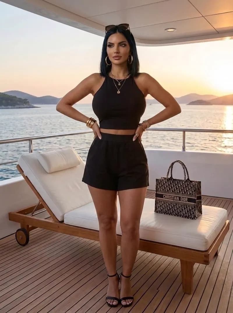 Conjunto Feminino Regata e Short Cintura Alta - Preto